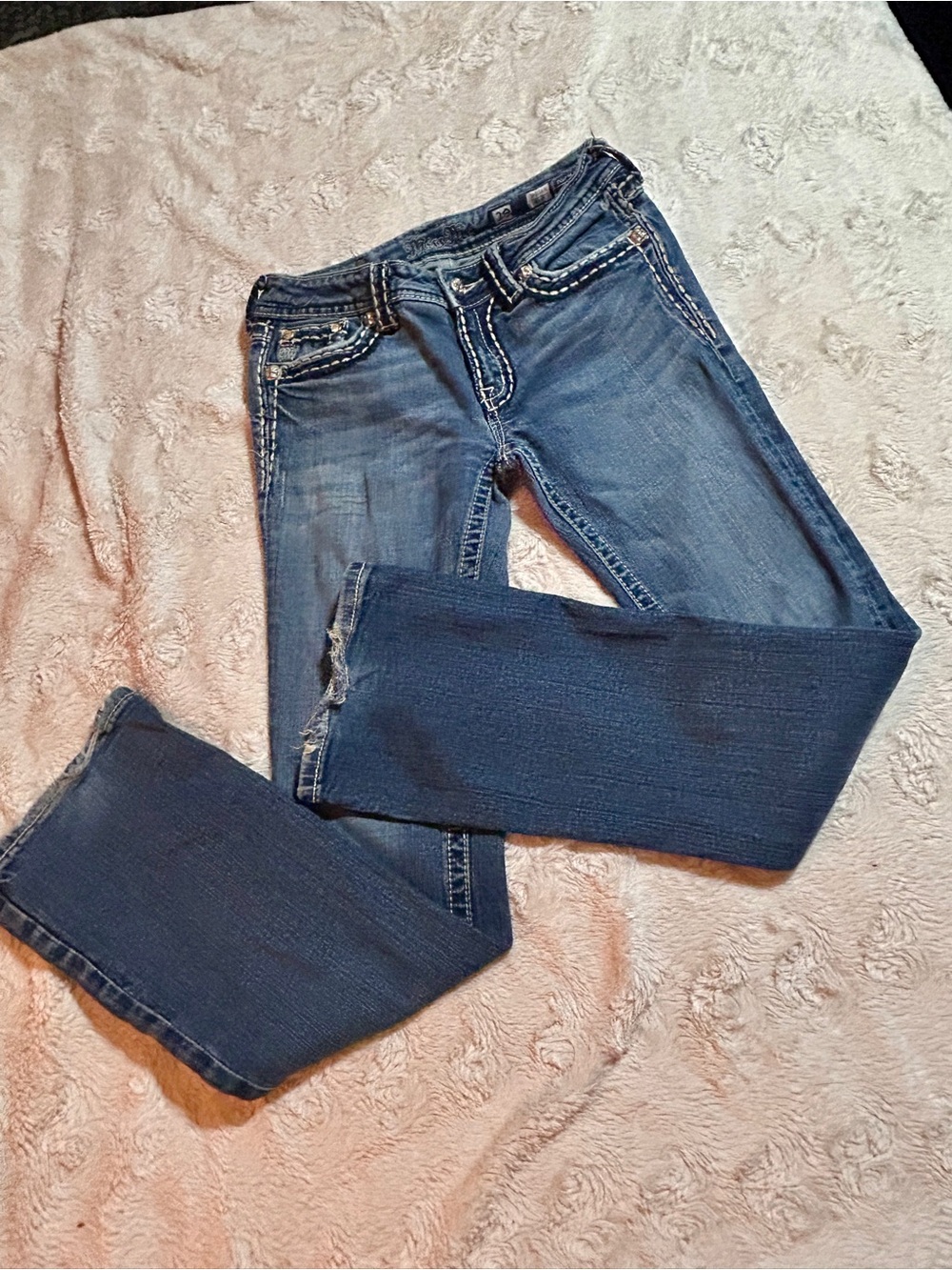 Miss Me Women's Bootcut Jeans in Dark Blue with Contrast Stitching